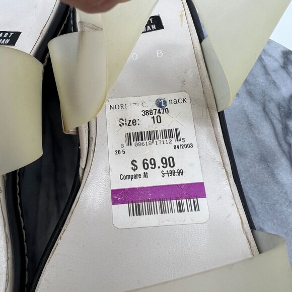 Vintage Stuart Weitzman Sandals Womens 10 B Opaque Sling Strap Leather Footbed - Picture 9 of 11